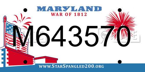 M643570 Maryland License Plate