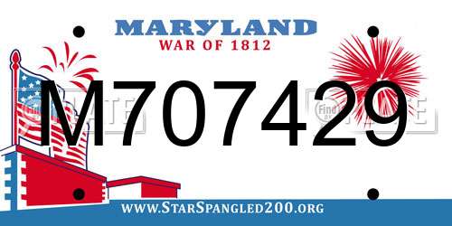 M707429 Maryland License Plate