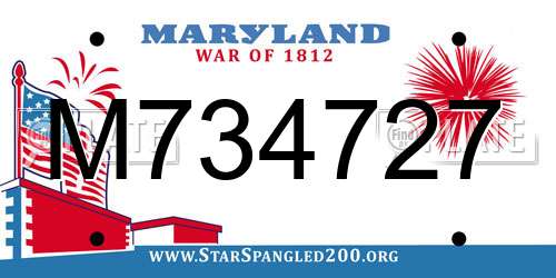 M734727 Maryland License Plate