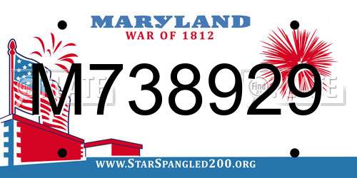 M738929 Maryland License Plate