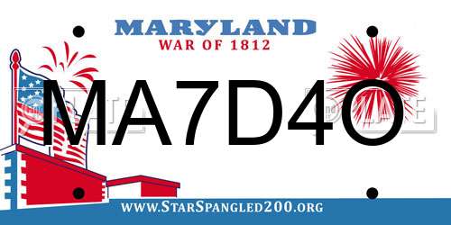 MA7D4O Maryland License Plate