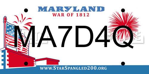 MA7D4Q Maryland License Plate