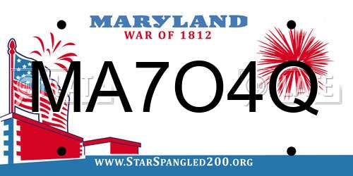 MA7O4Q Maryland License Plate