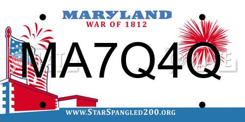 MA7Q4Q Maryland License Plate