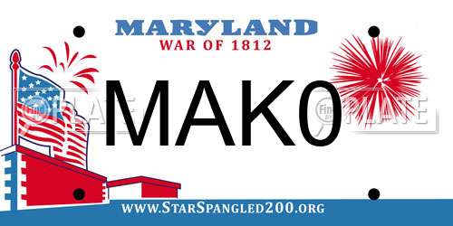 MAK0 Maryland License Plate