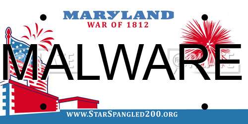 MALWARE Maryland License Plate