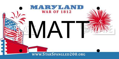 MATT Maryland License Plate