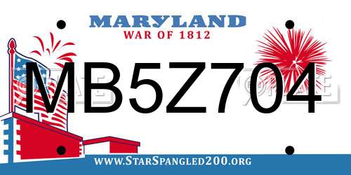 MB5Z704 Maryland License Plate
