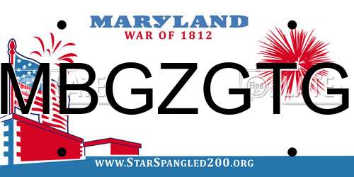 MBGZGTG Maryland License Plate
