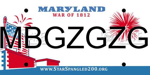 MBGZGZG Maryland License Plate