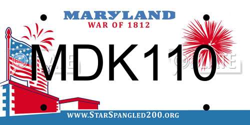 MDK110 Maryland License Plate
