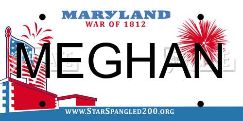 MEGHAN Maryland License Plate
