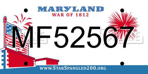 MF52567 Maryland License Plate