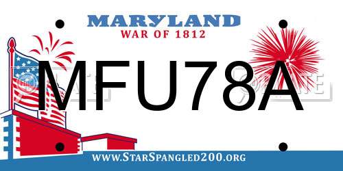 MFU78A Maryland License Plate
