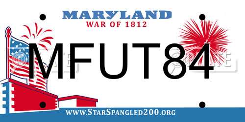 MFUT84 Maryland License Plate