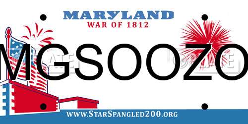 MGSOOZO Maryland License Plate