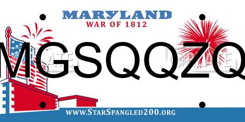 MGSQQZQ Maryland License Plate