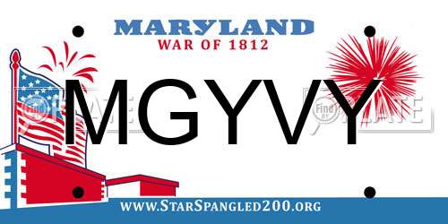 MGYVY Maryland License Plate