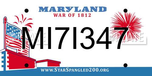 MI7I347 Maryland License Plate