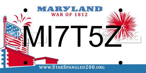 MI7T5Z Maryland License Plate