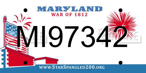 MI97342 Maryland License Plate
