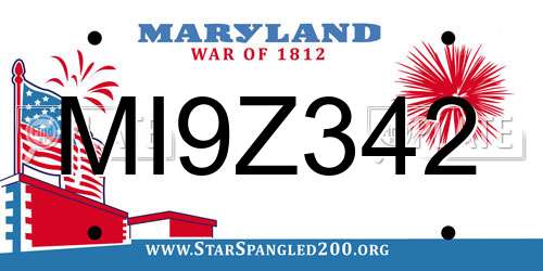 MI9Z342 Maryland License Plate