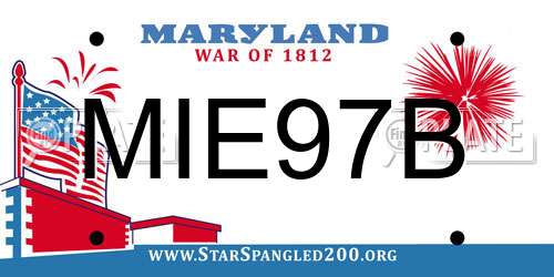 MIE97B Maryland License Plate