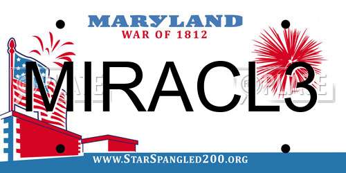 MIRACL3 Maryland License Plate