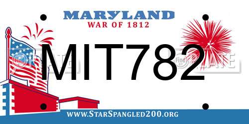 MIT782 Maryland License Plate