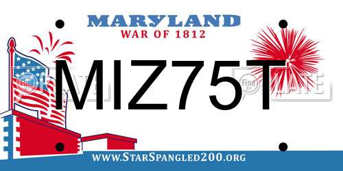 MIZ75T Maryland License Plate