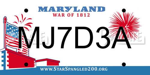 MJ7D3A Maryland License Plate