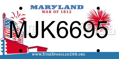 MJK6695 Maryland License Plate