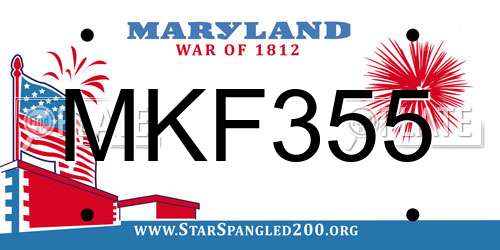 MKF355 Maryland License Plate