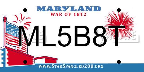 ML5B8T Maryland License Plate