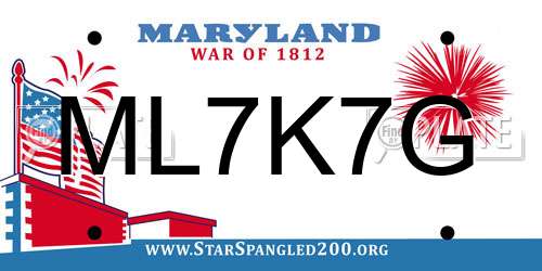 ML7K7G Maryland License Plate