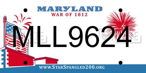 MLL9624 Maryland License Plate