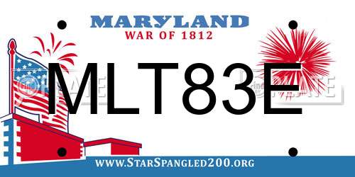 MLT83E Maryland License Plate