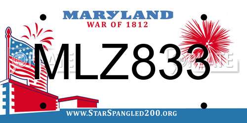 MLZ833 Maryland License Plate