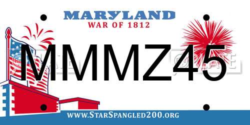MMMZ45 Maryland License Plate