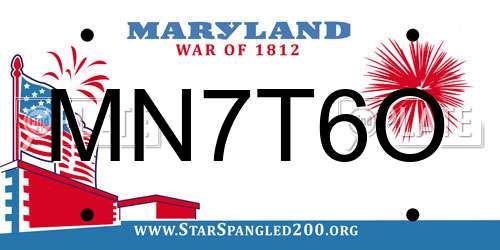 MN7T6O Maryland License Plate