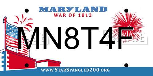 MN8T4F Maryland License Plate