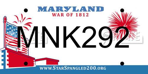 MNK292 Maryland License Plate