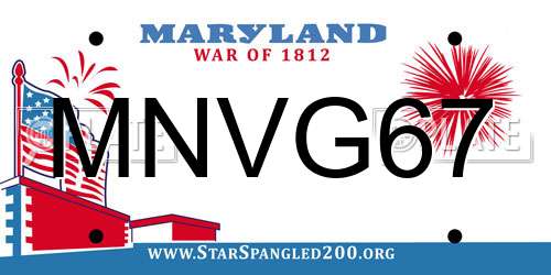 MNVG67 Maryland License Plate