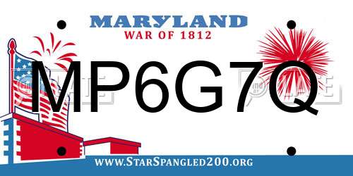 MP6G7Q Maryland License Plate