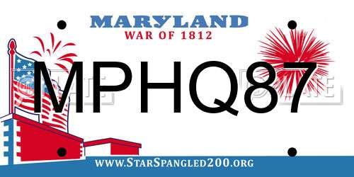 MPHQ87 Maryland License Plate