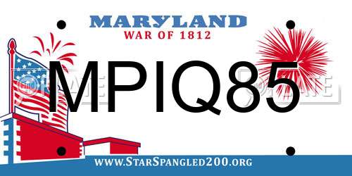 MPIQ85 Maryland License Plate