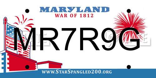 MR7R9G Maryland License Plate