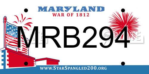 MRB294 Maryland License Plate