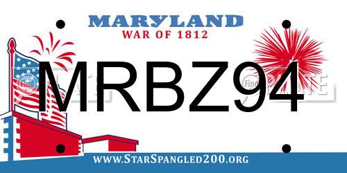 MRBZ94 Maryland License Plate