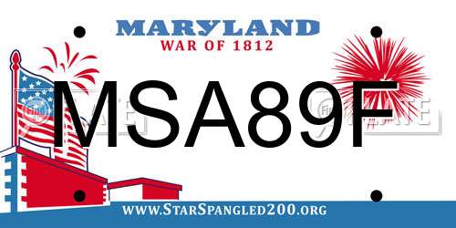 MSA89F Maryland License Plate